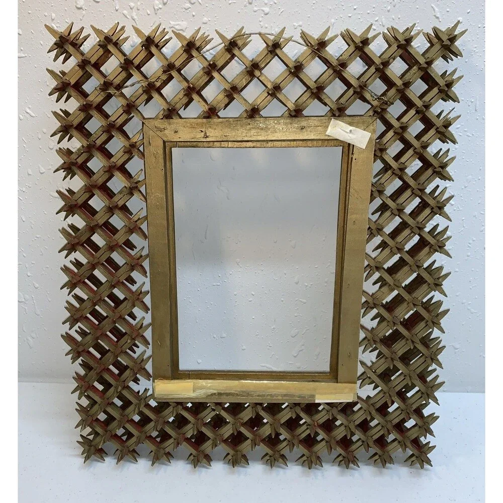 Rare Vintage Tramp Folk Art Crown of Thorns Picture Frame